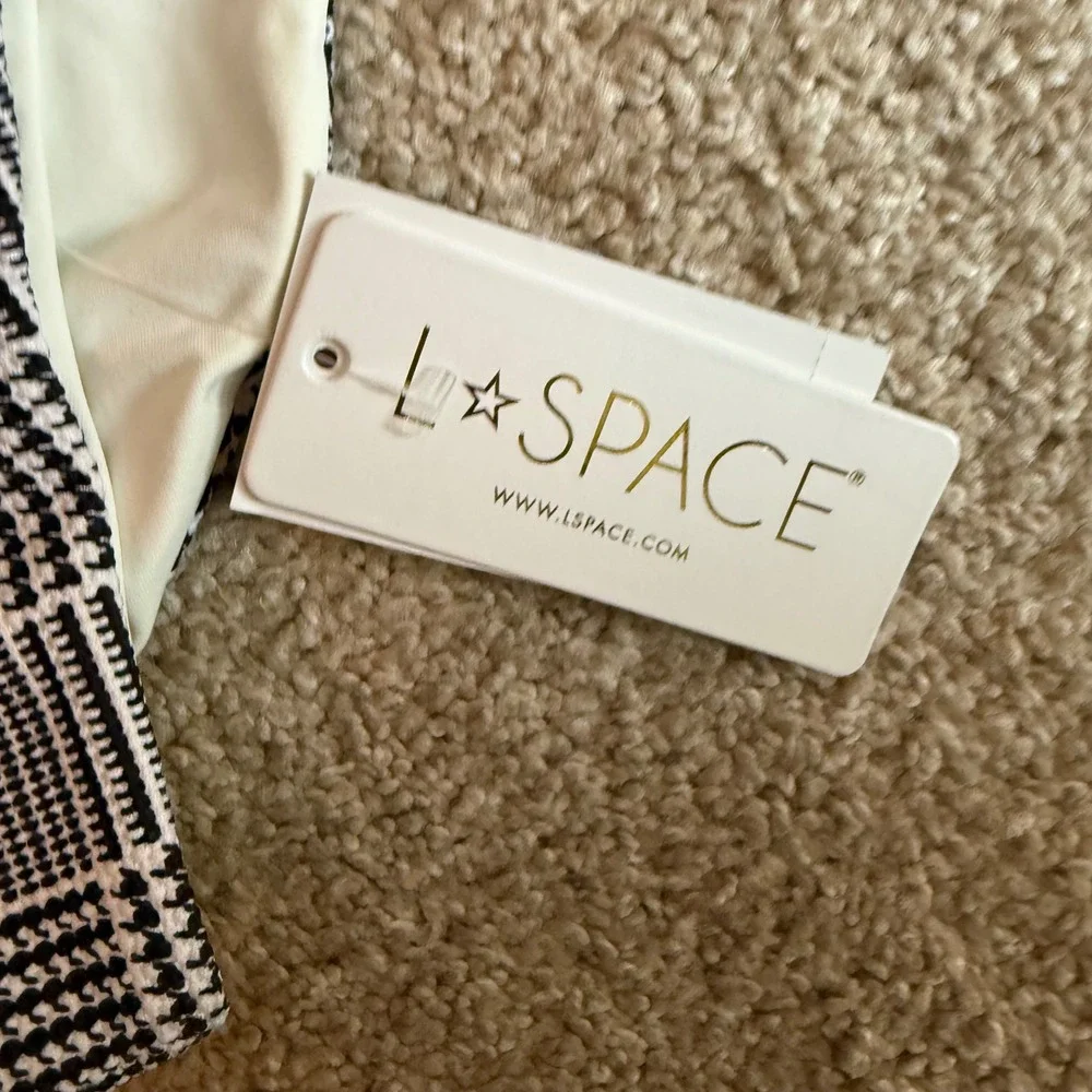 NWT L*Space La Femme Bikini Bottoms Womens Small Black White Houndstooth Retro